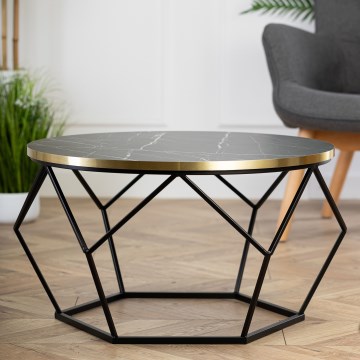 Koffie Tafel DIAMOND 40x70 cm zwart/goud