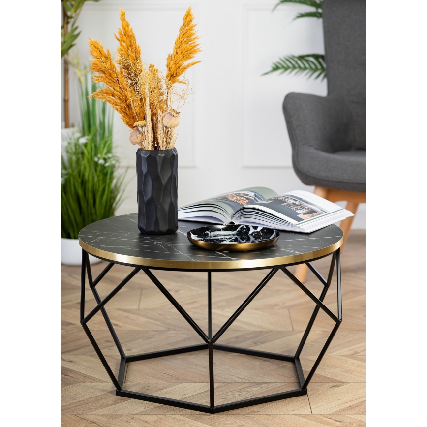 Koffie Tafel DIAMOND 40x70 cm zwart/goud