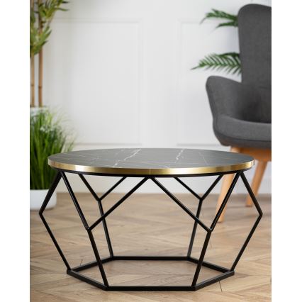 Koffie Tafel DIAMOND 40x70 cm zwart/goud