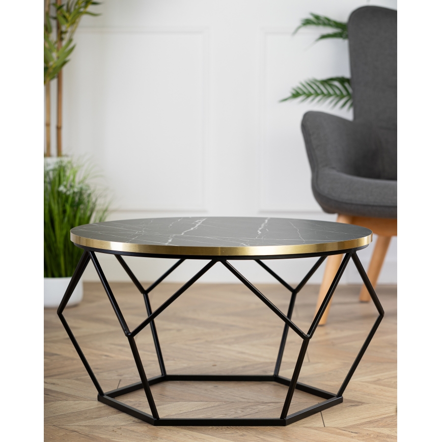 Koffie Tafel DIAMOND 40x70 cm zwart/goud