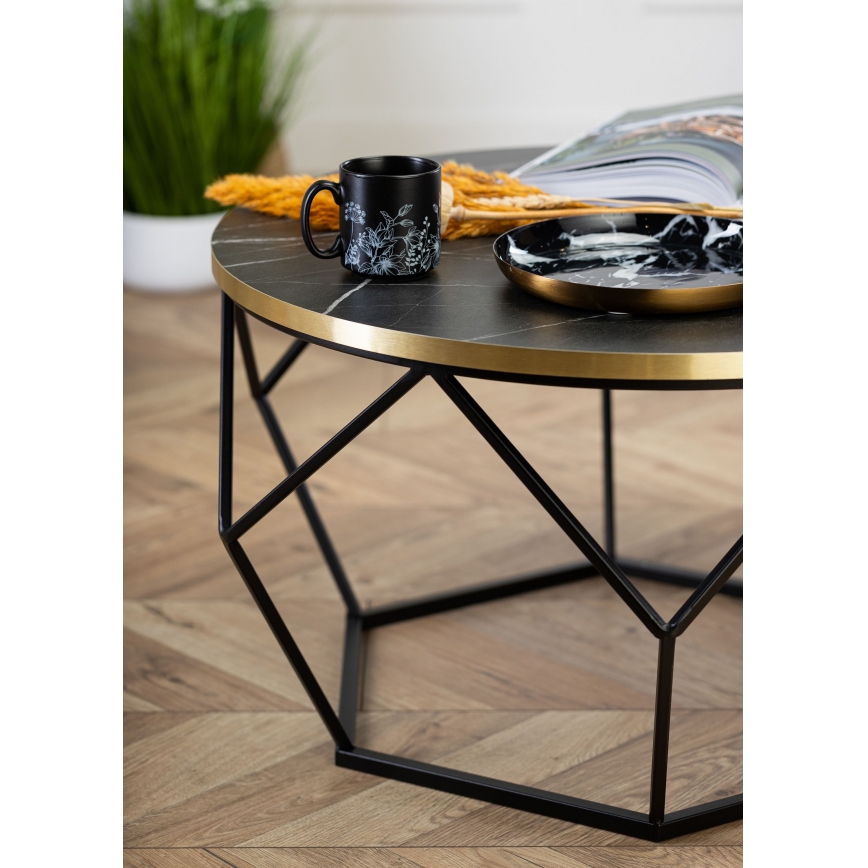 Koffie Tafel DIAMOND 40x70 cm zwart/goud