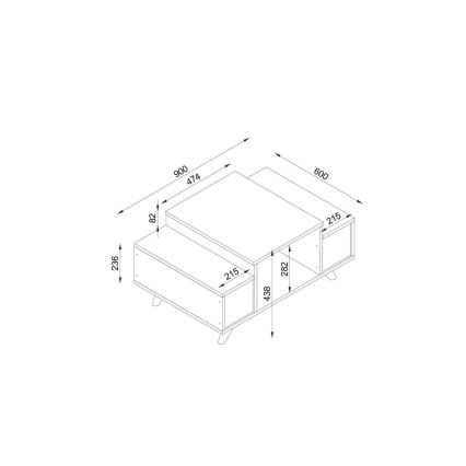 Koffie Tafel ERIBERTO 43,8x90 cm bruin/wit