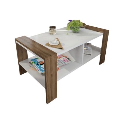 Koffie Tafel ERICA 42x90 cm wit/bruin