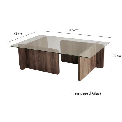 Koffie Tafel ESCAPE 30x105 cm bruin/doorzichtig