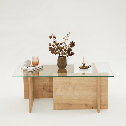 Koffie Tafel ESCAPE 40x105 cm bruin/doorzichtig