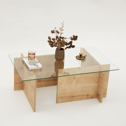 Koffie Tafel ESCAPE 40x105 cm bruin/doorzichtig