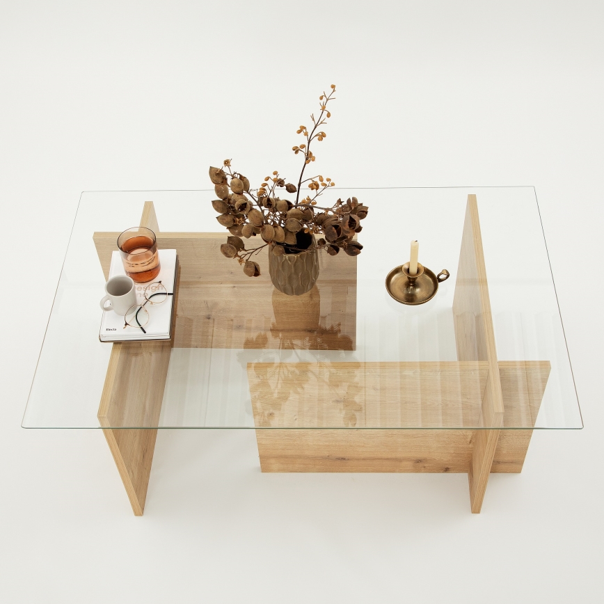 Koffie Tafel ESCAPE 40x105 cm bruin/doorzichtig