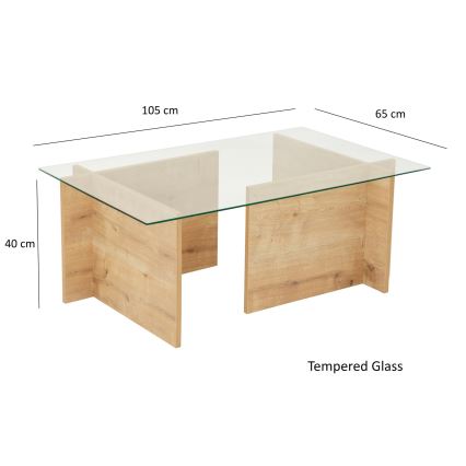 Koffie Tafel ESCAPE 40x105 cm bruin/doorzichtig