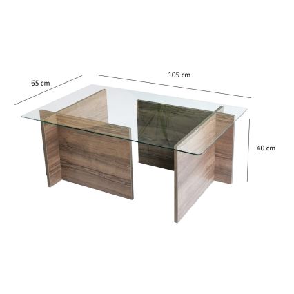 Koffie Tafel ESCAPE 40x105 cm bruin/doorzichtig