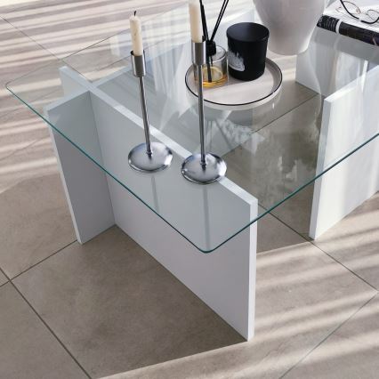 Koffie Tafel ESCAPE 40x105 cm wit/doorzichtig