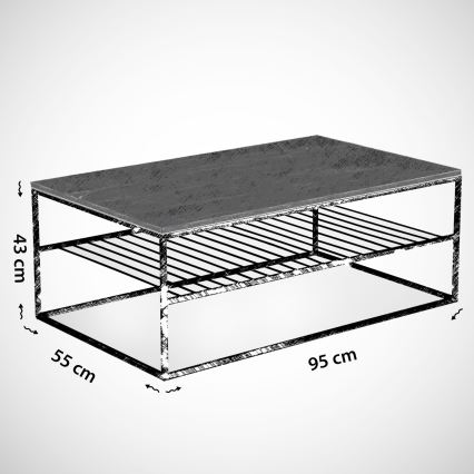 Koffie Tafel ETNA 43x95 cm grijs