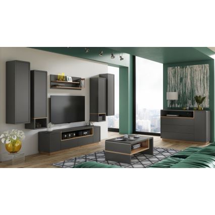 Koffie Tafel FRED antraciet/eiken artisan