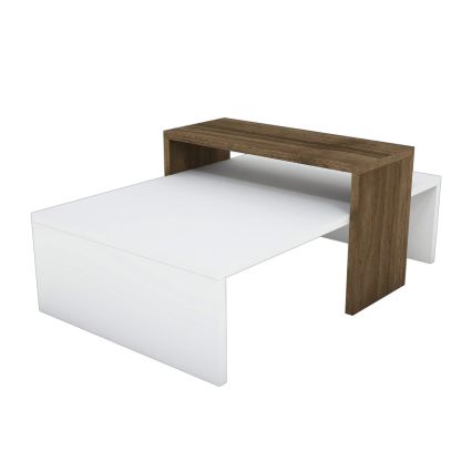 Koffie Tafel GLOW 32x80 cm wit/bruin