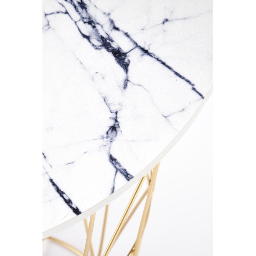 Koffie Tafel HARISSA 41x42 cm goud/wit marmeren decor