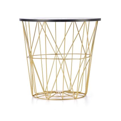 Koffie Tafel HARISSA 41x42 cm goud/zwart marmeren decor