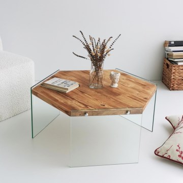Koffie Tafel HEXAGON 35x80 cm dennen