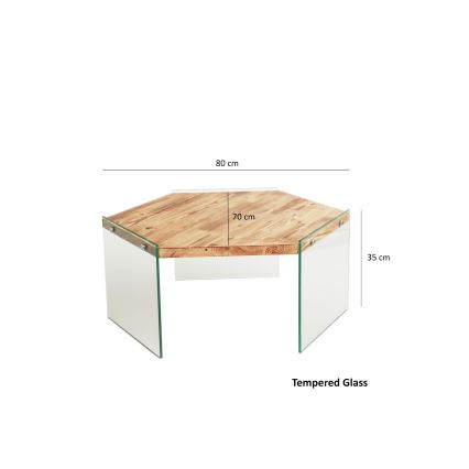Koffie Tafel HEXAGON 35x80 cm dennen