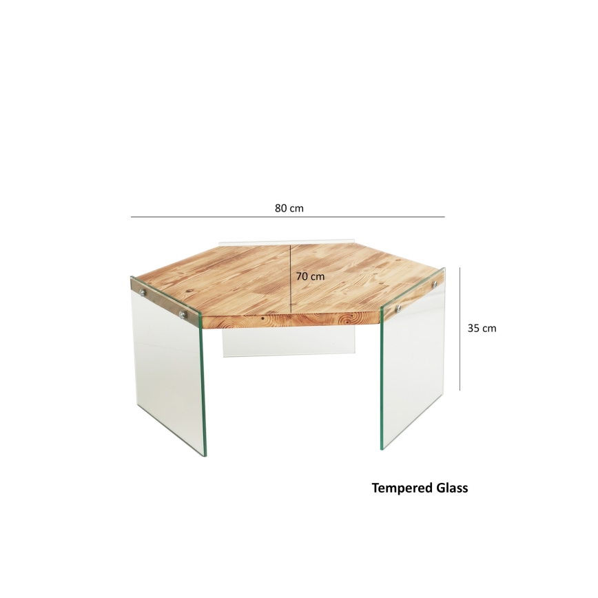 Koffie Tafel HEXAGON 35x80 cm dennen