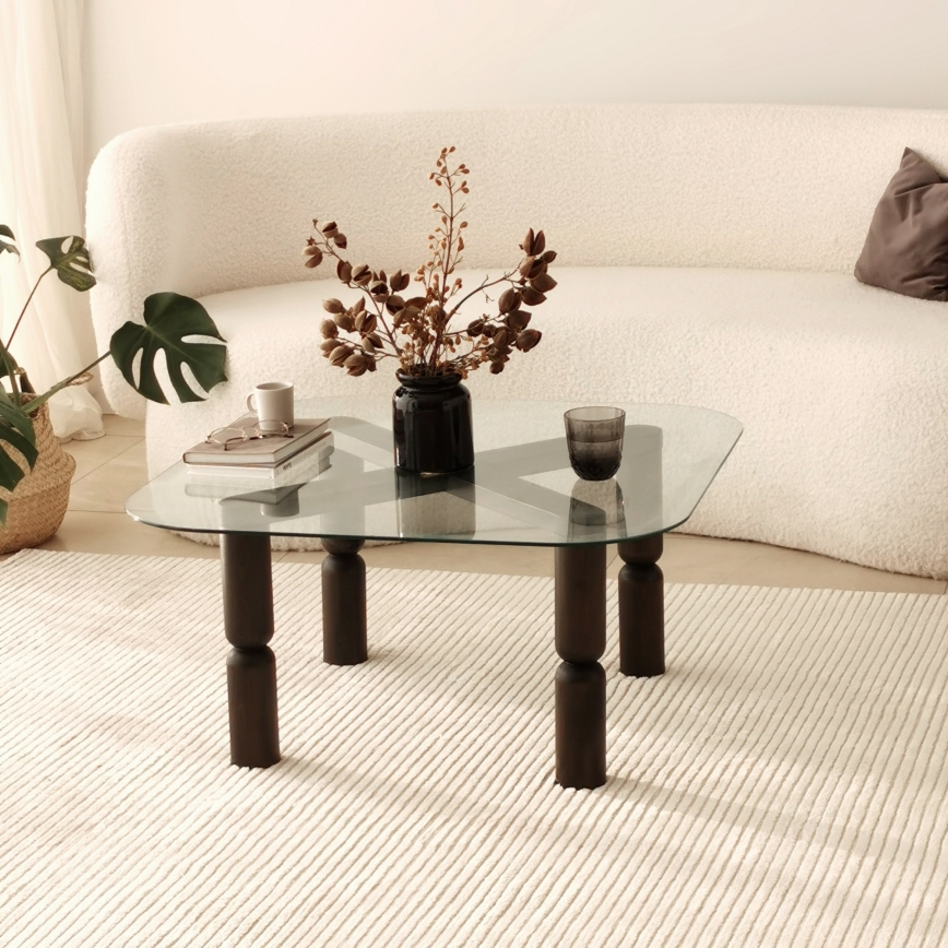 Koffie Tafel KEI 40x80 cm bruin/doorzichtig