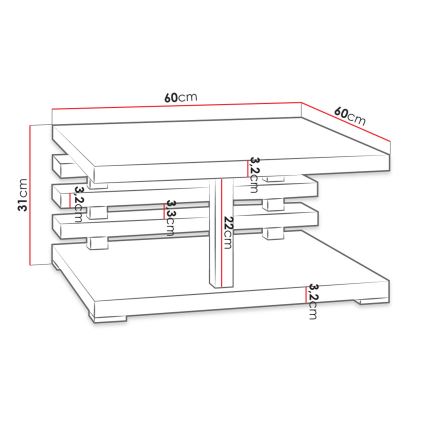 Koffie Tafel KYOTO 31x60 cm mat wit