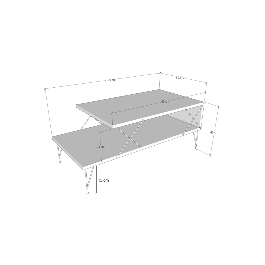 Koffie Tafel LOIRE 40x100 cm wit