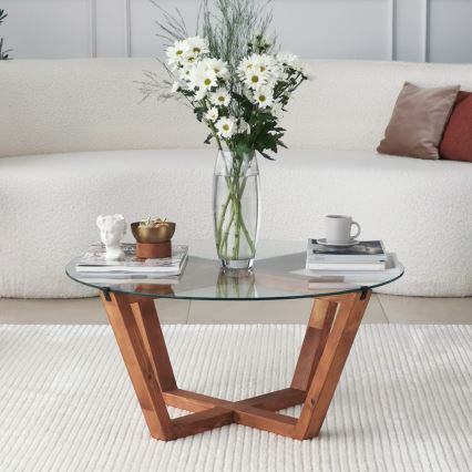 Koffie Tafel LOTUS 35x75 cm bruin/doorzichtig