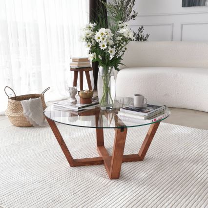 Koffie Tafel LOTUS 35x75 cm bruin/doorzichtig