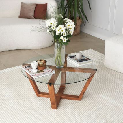 Koffie Tafel LOTUS 35x75 cm bruin/doorzichtig