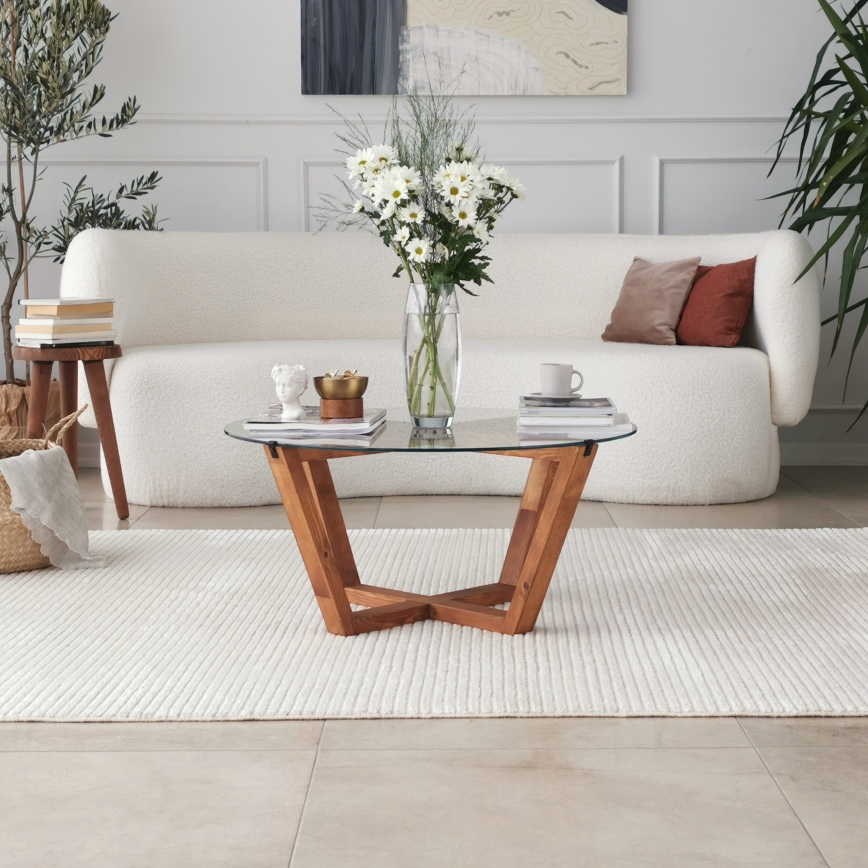 Koffie Tafel LOTUS 35x75 cm bruin/doorzichtig