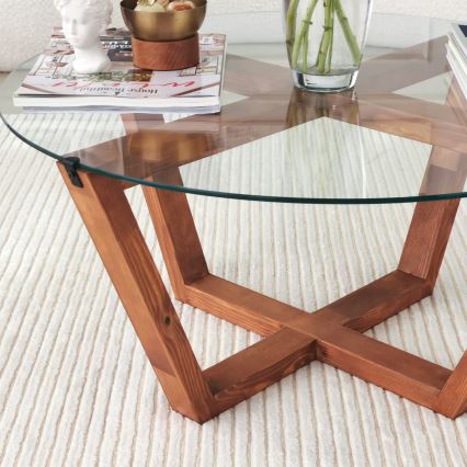 Koffie Tafel LOTUS 35x75 cm bruin/doorzichtig