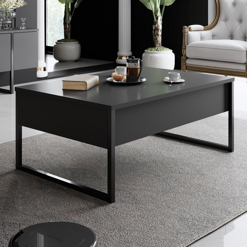 Koffie Tafel LUXE 40x90 cm antraciet/zwart