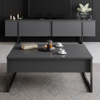 Koffie Tafel LUXE 40x90 cm antraciet/zwart