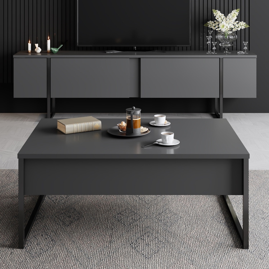 Koffie Tafel LUXE 40x90 cm antraciet/zwart