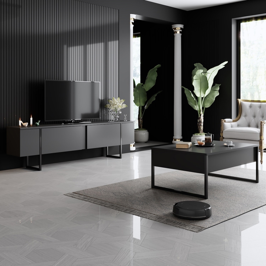 Koffie Tafel LUXE 40x90 cm antraciet/zwart