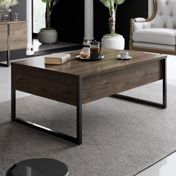 Koffie Tafel LUXE 40x90 cm walnoot/zwart