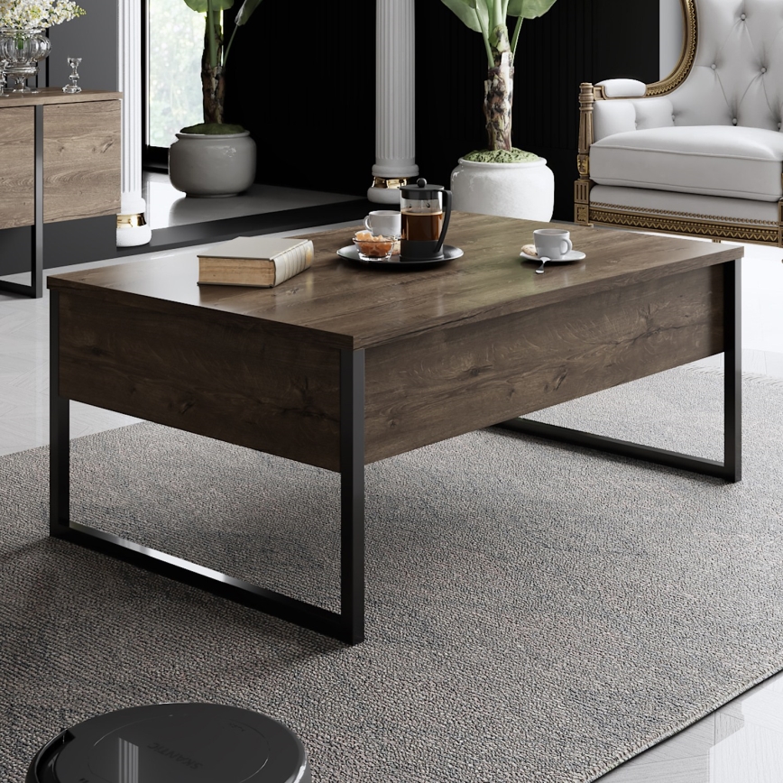 Koffie Tafel LUXE 40x90 cm walnoot/zwart