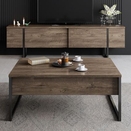Koffie Tafel LUXE 40x90 cm walnoot/zwart