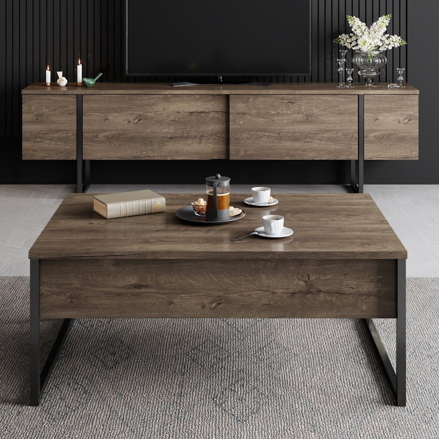 Koffie Tafel LUXE 40x90 cm walnoot/zwart