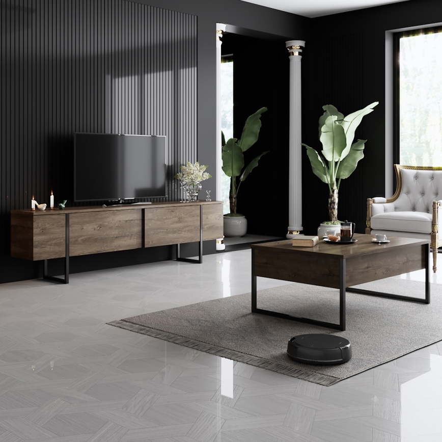 Koffie Tafel LUXE 40x90 cm walnoot/zwart
