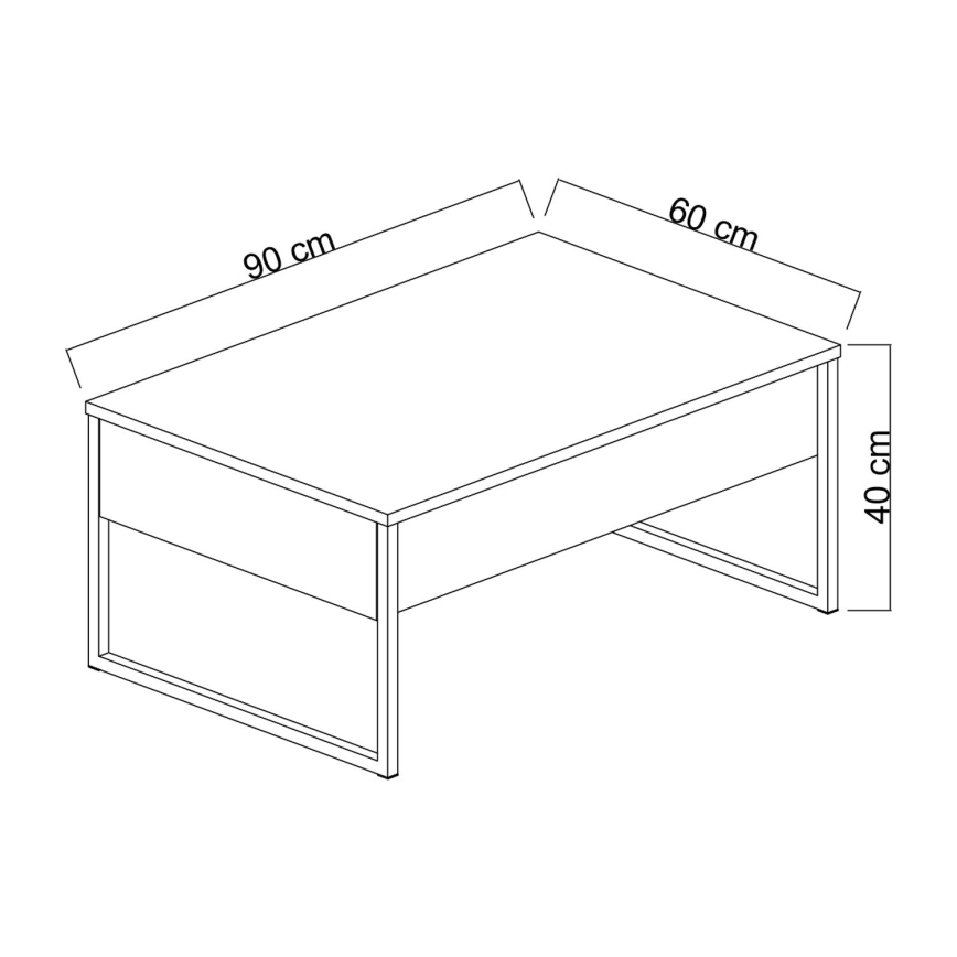 Koffie Tafel LUXE 40x90 cm walnoot/zwart