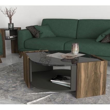 Koffie Tafel MARBEL 40x75 cm bruin/zwart