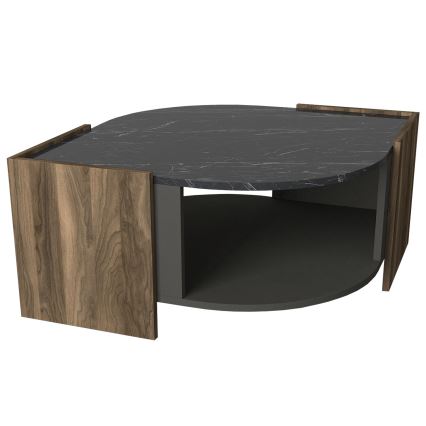 Koffie Tafel MARBEL 40x75 cm bruin/zwart