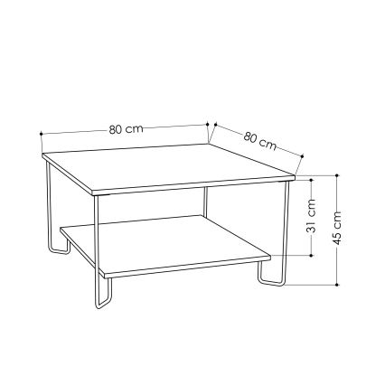 Koffie Tafel MARBO 45x80 cm grijs