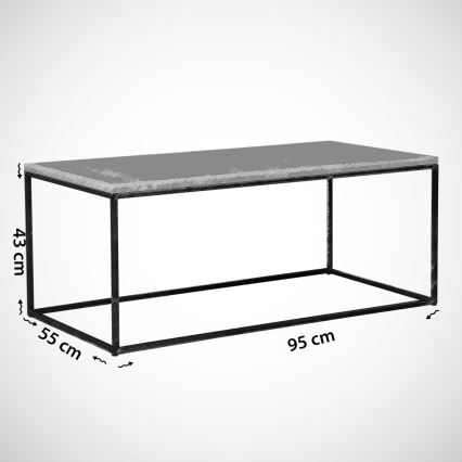 Koffie Tafel MARMO 43x95 cm zwart/wit