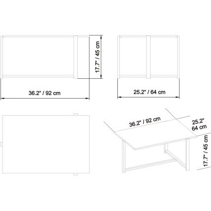 Koffie Tafel MERIDETHS 45x92 cm goud/wit