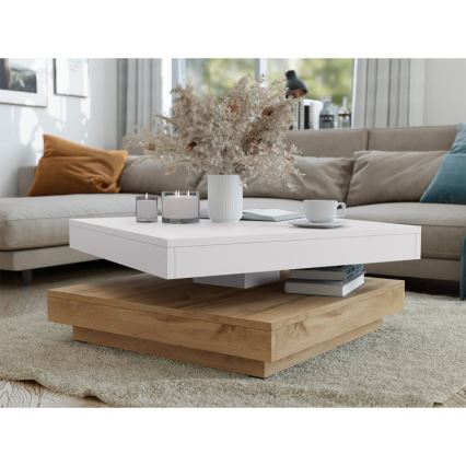 Koffie Tafel NENANI 34x70 cm wit/eiken wotan