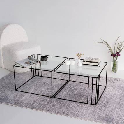 Koffie Tafel OUTLINE 36x55 cm zwart/transparant