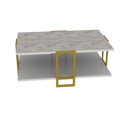 Koffie Tafel POLKA 36,6x91,5 cm goud/wit