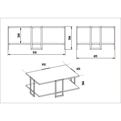 Koffie Tafel POLKA 36,6x91,5 cm goud/wit