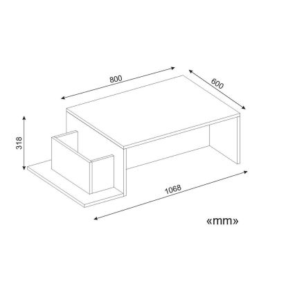 Koffie Tafel POT 32x107 cm wit